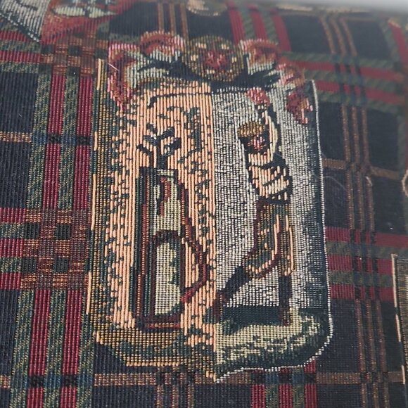 Country Club pillow tapestry accent decorative golf green red plaid - Picture 3 of 5